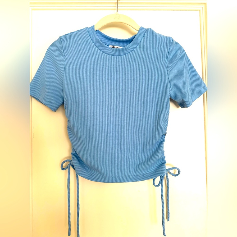 Zara cropped top with side ruching and ties